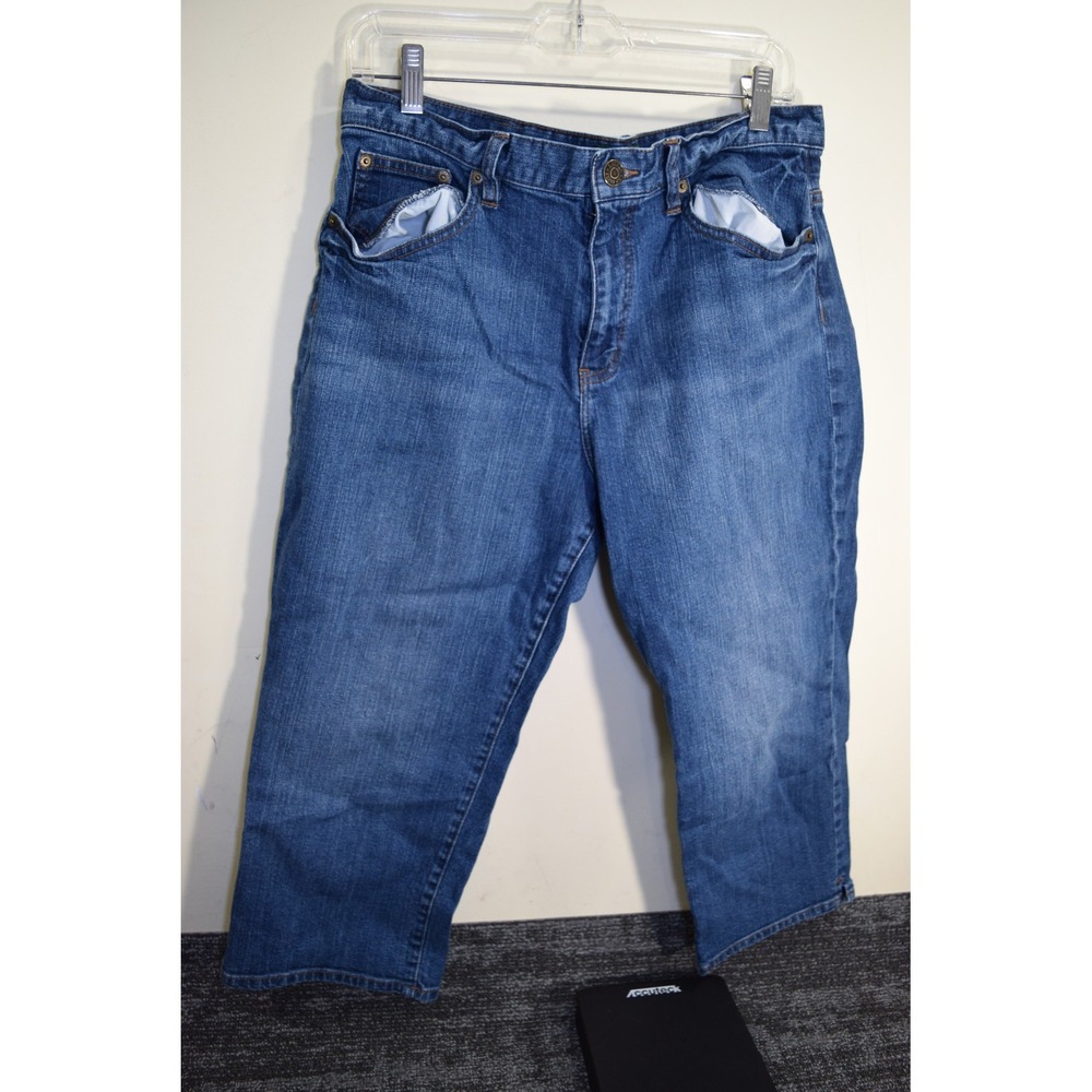 LRL Lauren Jeans Co Ralph Lauren Denim Capris Size 12 Dark Wash Classic Midcalf